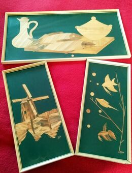 Bilder-Sammlung - 3 Bilder im Rahmen - KEIN Gemälde - verm. feines Holz o.ä. - Fürth