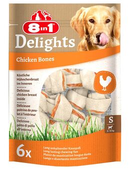 8in1 Delights Kauknochen Huhn - Sparpaket: 2 x 210 g (12 Stück) Größe S