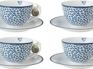 LAURA ASHLEY BLUEPRINT COLLECTABLES Cappuccinotasse Floris, Porzellan, 4 Tassen, 4 Untertassen