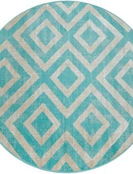 Paco Home Teppich Poco 821, rund, Höhe: 6 mm, Kurzflor, Rauten-Design, In- und Outdoor geeignet