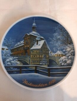 Weihnachtsteller Zierteller Jahrgangsteller Porzellan Kobalt Sammelteller 1986 - Essen