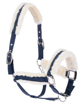 Nomad Tales Halfter mit Kunstfellbesatz, marineblau - Pony