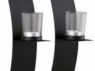 andas Wandkerzenhalter Drammen (Set, 2 St), Landhaus, Metall, Glas, schwarz