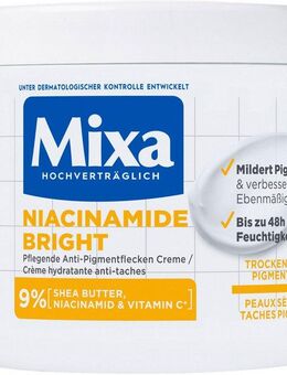 Mixa Körpermilch Mixa Niacinamide Bright Creme, Mildert sonnenbedingte Pigmentflecken, versorgt trockene Haut.