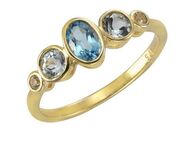 Vivance Fingerring 375/- Gelbgold mit Blautopas/Weißtopas