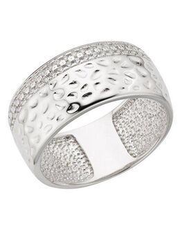 Zeeme Fingerring Silber 925 rhodiniert mit weißen Zirkonia-Steinen