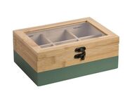 KESPER® Teebox Aufbewahrungsbox mit 6 Fächern, aus Bambus, FSC, Bambus, (1-tlg), mit Kunststoff-Sichtfenster und Metallverschluss