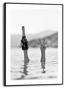 Reinders! Poster Sea Cheers, Hobbyraum - Champange - Schwarz-Weiß - MDF - Humor - 30x40 cm