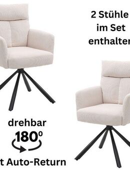 Stolkom Sp.z.o.o. Armlehnstuhl Sofia (Set, 2 St), 180 grad drehbar mit Auto-Return, Federkern im Sitz
