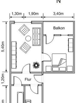 Möblierte 2-Raumwohnung mit Balkon - Lichtenstein (Sachsen)