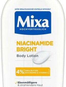 Mixa Körpermilch Mixa Niacinamide Bright Body Lotion, Pflegt müde und trockene Haut, sorgt für bis zu 48h Feuchtigkeit.