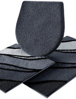 Grund Badematte Belize, Badvorleger, Badezimmer Teppich, sehr weich, Höhe 20 mm, rutschhemmend beschichtet, fußbodenheizungsgeeignet, schnell trocknend, Polyacryl, rechteckig, 3-tlg. Hänge-WC Set, weiche Haptik, auch als 3 teiliges Set erhältlich, Made...