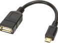 OTG Adapter USB 2.0 Typ A Buchse auf Micro USB Typ B Stecker, 15cm langer Adapter, schwarz, vergoldete Kontakte, robuste Ausführung mit Leitungsknickschutz in 90763