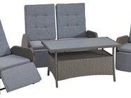 KONIFERA Gartenlounge-Set Vigo, (Set, 8-tlg., 2x Sessel, 1x 2er Sofa, 1x Tisch 120x60x60cm, inkl. Auflagen), Polyrattan, Aluminium, verstellbare Rückenlehne und Fußablage