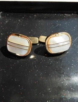 Manschettenknöpfe RIAX D.R.P. Perlmutt (?) goldfarben Vintage Paar 25,- - Flensburg