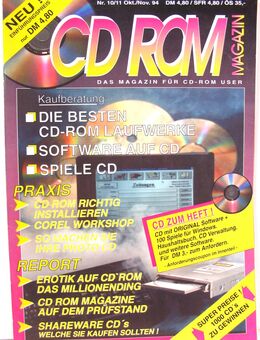 CD ROM Magazin - Erstausgabe - Nr. 10/11 Okt./ Nov. 1994 - ohne CD - gut erhalten - Biebesheim (Rhein)