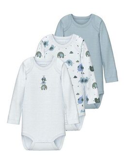 Name It Schlafoverall NBMBODY 3P LS BABY ELEPHANT NOOS (Packung, 3-tlg)