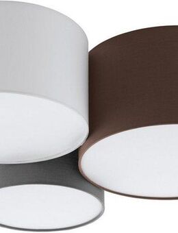 EGLO Deckenleuchte PASTORE Deckenlampe, weiß, braun, grau, 3 runde Lampenschirme, E27, ohne Leuchtmittel, Wohnzimmer, Esszimmer, Schlafzimmer, Textilschirme, 61x49,5x25,5cm
