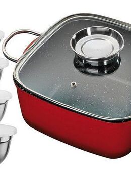 KING Bräter, Aluminiumguss (Set, 12-tlg), Bräter-/Schmortopf 4 L+Glasdeckel, Induktion, Keramikbeschichtung