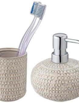 WENKO Badaccessoire-Set Davos, Set, 2 tlg., aus Keramik mit Effektglasur