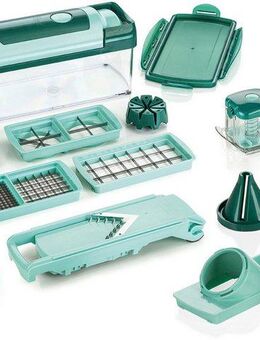 Genius Zerkleinerer Genius Nicer Dicer Fusion 16-tlg., mit Julietti Spiralschneider, ideal für die Zubereitung von Speisen, Hauptgerichten und Desserts