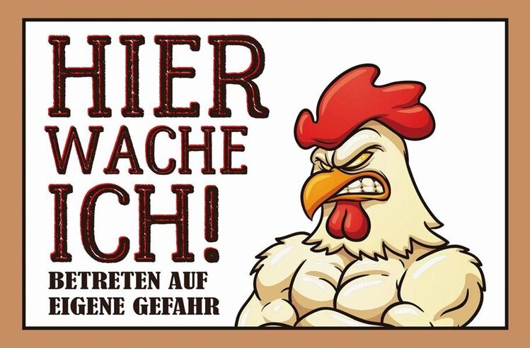 Lustiges Blechschild Hier wache ich Huhn 20x30 cm - Hamburg