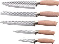 KING Messer-Set NATURELLE (Set, 5-tlg., 5 Küchenmesser), Messerklingen mit Wabenstruktur, Holz-Optik Griffe
