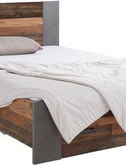 FORTE Bett Clif, Jugendbett, Belastbarkeit 120 KG, Schubkasten optional (Liegefläche 140cmx200cm), Industrial Design
