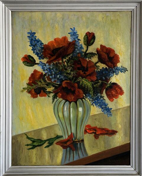 Neusachl. Ölgemälde um 1920, signiert, MOHN IN KERAMIKVASE! - Berlin