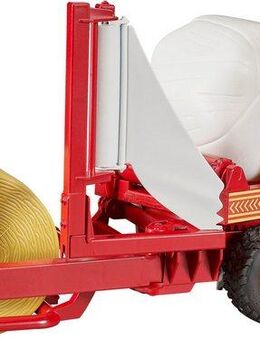 Bruder® Spielzeug-Landmaschine Ballenwickler 38 cm mit Rundballen ocker/weiss (02122), Made in Europe