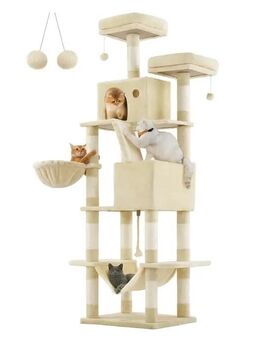 XXL Kratzbaum 206 cm – Der perfekte Spiel- und Rückzugsort für Ihre Katzen Beige Set34425 - Ingolstadt
