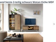 Wohnzimmer-Set 2-teilig schwarz/Eiche - Brilon