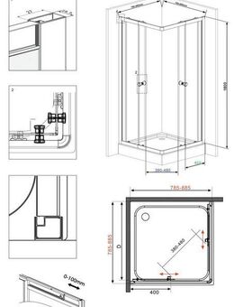 welltime Eckdusche Trento Banda, BxT: 90x90 cm, Einscheibensicherheitsglas, mit variablem Verstellbereich, Duschabtrennung mit Schiebetüren