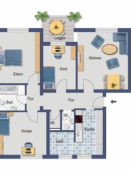 4,5-Zimmer-Wohnung zum Eigennutz - für den Käufer provisionsfrei - Beispielmöblierung - Darmstadt