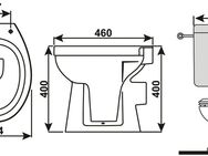 CORNAT Tiefspül-WC, bodenstehend, Abgang waagerecht, Komplett-Set, inkl. WC, WC-Sitz, Spülkasten, Höhe: 85-90