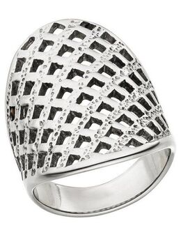JOBO Fingerring breit, Edelstahl mit Gitter-Struktur