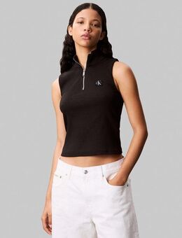 Calvin Klein Jeans Tanktop A- WOVEN LABEL SL QZ TOP Mit Rundhalsausschnitt