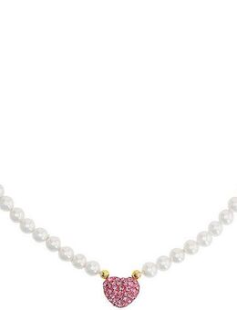 Amor Kette mit Anhänger Herz, Trachtenschmuck, Volksfest, 2039225, 2039227, mit Kristallglas - mit Muschelkernperle