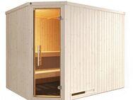 weka Sauna Element-Ecksauna VARBERG 4, BxTxH: 244 x 194 x 199 cm, 68 mm, vorgefertigte Elemente, moderne Ganzglastür