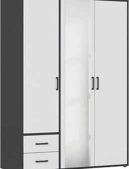 rauch Drehtürenschrank Kleiderschrank Schrank Garderobe Wäscheschrank VOYAGER (in 3 verschiedenen Ausstattungen BASIC/CLASSIC/PREMIUM) mit modernen Griffen in Graumetallic, inkl. Schubkästen und Spiegel