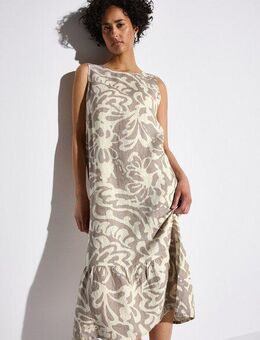 STREET ONE Volantkleid Sommerkleid gemustert und ärmellos aus reinem Leinen