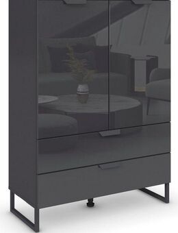 rauch Hochkommode Modern by Aditio, mit Glasfront und Kufenfuß, 2 Schubladen mit Softclose-Funktion