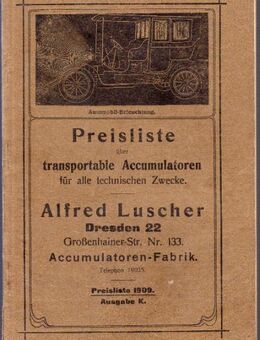 Preisliste transportable Akkumulatoren für alle technischen Zwecke Hauptkatalog - Spraitbach