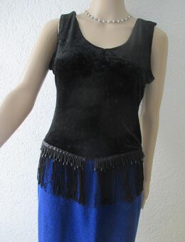 NEUw * Abend * Ausgeh * Anlass * DESIGNER * Nicky * Samt * Fransen * Perlen * Mieder * Bustier * Corsage * Corp * Kurz * Top * Gr. 36- 38/ S * schwarz * Gothic * - Riedlingen
