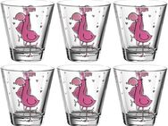 LEONARDO Kinderbecher BAMBINI Flamingo, Glas, 215 ml, 6-teilig