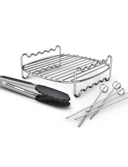 Philips Airfryer-Grillrost HD9920/00 für Airfryer 6,2 l, 8,3 l und 9 l (7-St., Grillrost, 5 Spieße u.Zange im Lieferumfang), mit 2 Ebenen, HomeID App und spülmaschinenfesten Teilen