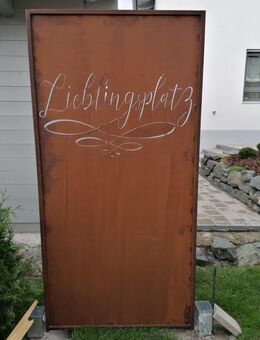 Sichtschutz "Lieblingsplatz" Edelrost Windschutz Paravent - Kraftisried