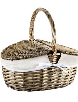 KESPER® Einkaufskorb Picknickkorb mit Textilfutter, braun, mit Klappdeckeln