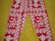 NEU * Edel * Original 1980er VINTAGE * Phantasie- Print  * DESIGNER * Leinen * High Waist * Bundfaltenhose * Karotten * Hose * Gr. 34- 36/ XS * rot * natur- weiß * - Riedlingen