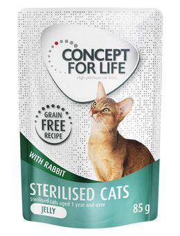 Sparpaket Concept for Life getreidefrei 48 x 85 g - Sterilised Cats Kaninchen - in Gelee